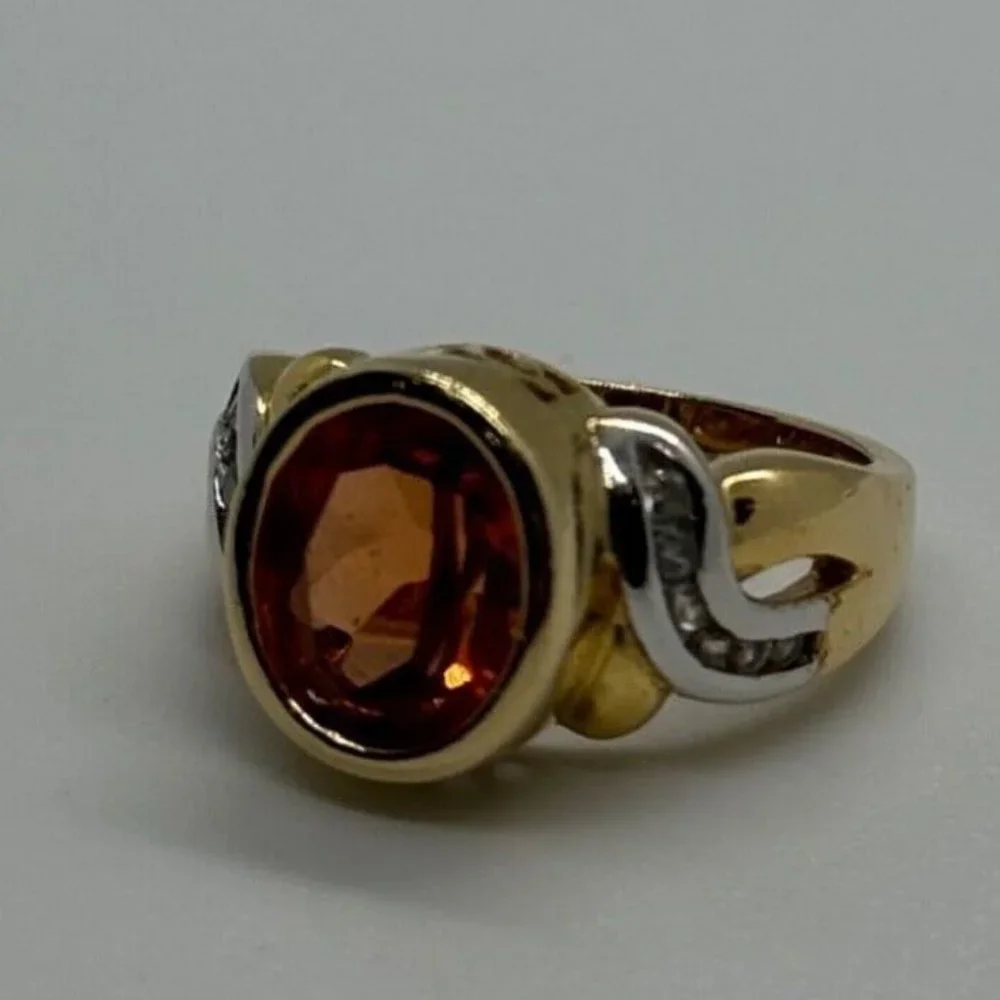 925 STERLING SILVER GOLD PLATED CZ RING SIZE 6